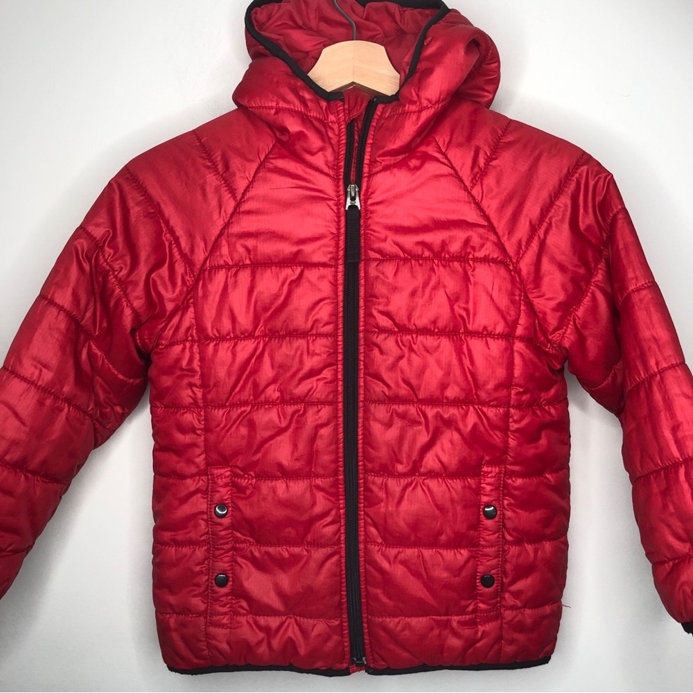 Gap Kids Boys S Red PrimaLoft Puffer Hooded Jacket
